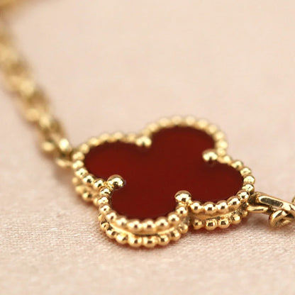 [Moco]New  CLOVER 5 MOTIF RED CORNELIAN BRACELET COLLECTION