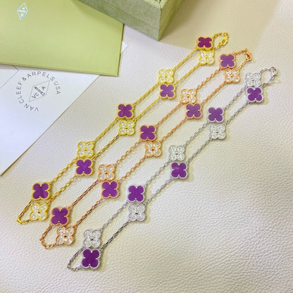 ¡®Moco¡¯CLOVER 10 MOTIFS  PURPLE VIOLET DIAMOND NECKLACE