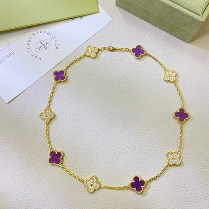¡®Moco¡¯CLOVER 10 MOTIFS  PURPLE VIOLET DIAMOND NECKLACE