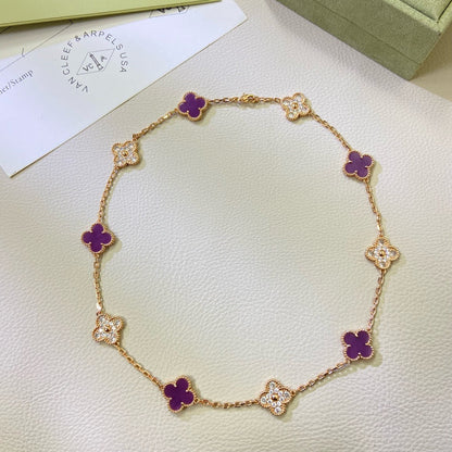 ¡®Moco¡¯CLOVER 10 MOTIFS  PURPLE VIOLET DIAMOND NECKLACE