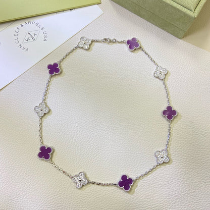 ¡®Moco¡¯CLOVER 10 MOTIFS  PURPLE VIOLET DIAMOND NECKLACE