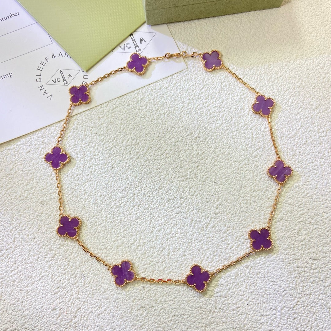 ¡®Moco¡¯CLOVER 10 MOTIFS  PURPLE VIOLET  NECKLACE