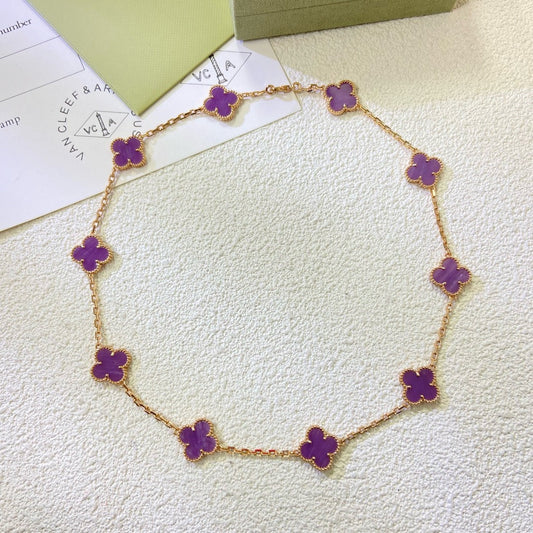 ¡®Moco¡¯CLOVER 10 MOTIFS  PURPLE VIOLET  NECKLACE