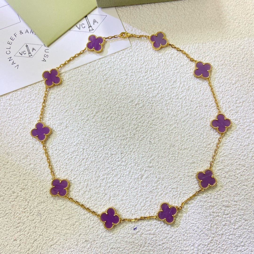 ¡®Moco¡¯CLOVER 10 MOTIFS  PURPLE VIOLET  NECKLACE