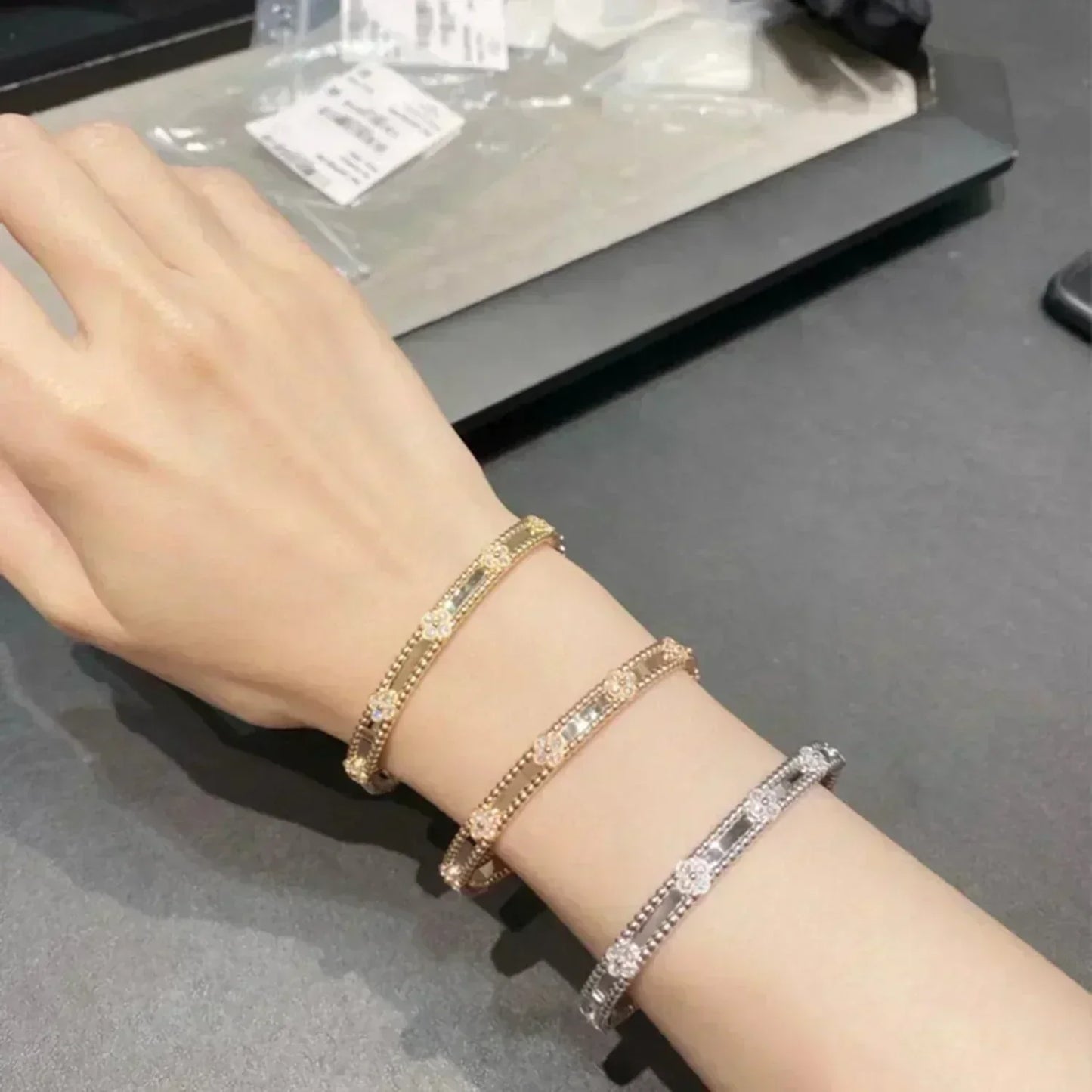¡®Moco¡¯CLOVER BRACELET 4MM DIAMONDS