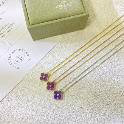 ¡®Moco¡¯CLOVER 15MM DIAMOND  PURPLE VIOLET NECKLACE