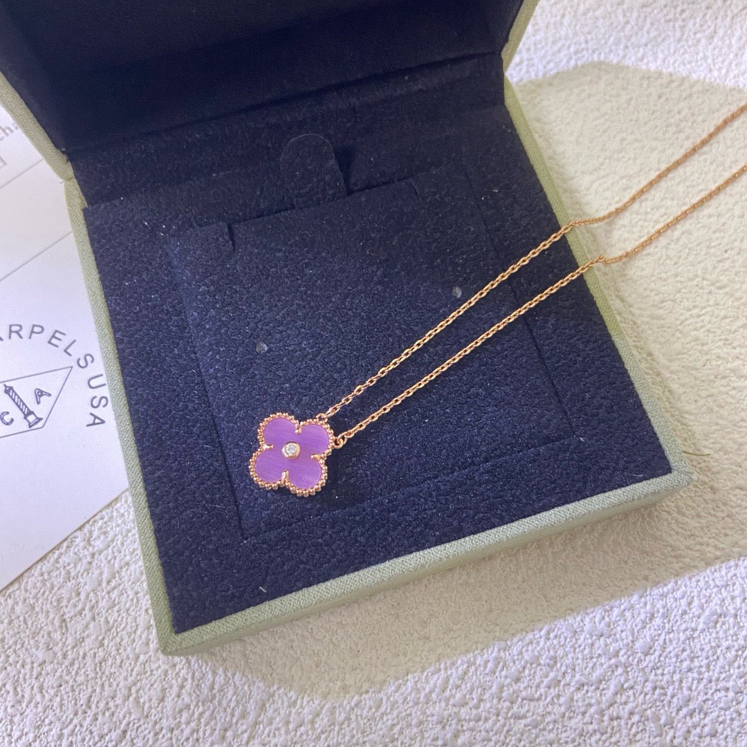 ¡®Moco¡¯CLOVER 15MM DIAMOND  PURPLE VIOLET NECKLACE