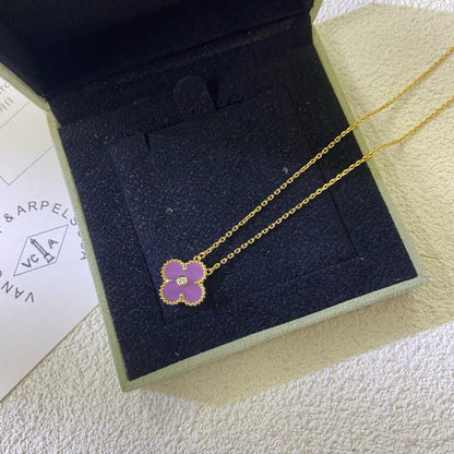 ¡®Moco¡¯CLOVER 15MM DIAMOND  PURPLE VIOLET NECKLACE