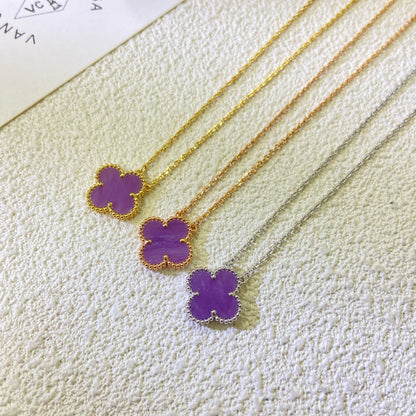 ¡®Moco¡¯CLOVER 15MM  PURPLE VIOLET NECKLACE