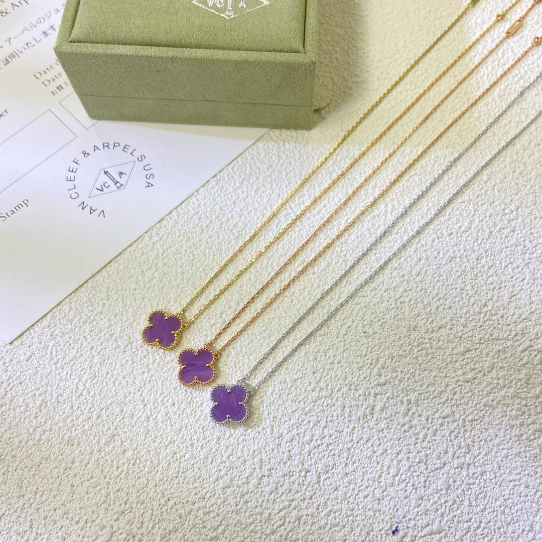 ¡®Moco¡¯CLOVER 15MM  PURPLE VIOLET NECKLACE
