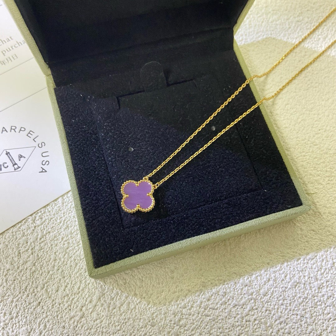 ¡®Moco¡¯CLOVER 15MM  PURPLE VIOLET NECKLACE