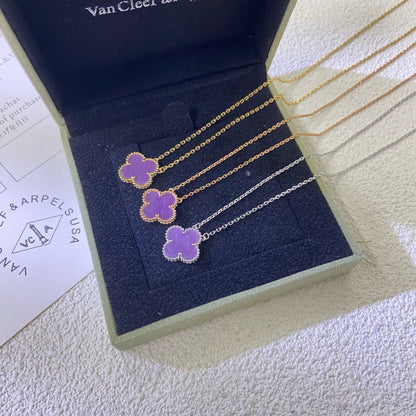 ¡®Moco¡¯CLOVER 15MM  PURPLE VIOLET NECKLACE