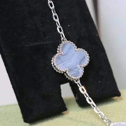[Moco]New  CLOVER 5 MOTIF PURPLE CHALCEDONY BRACELET COLLECTION
