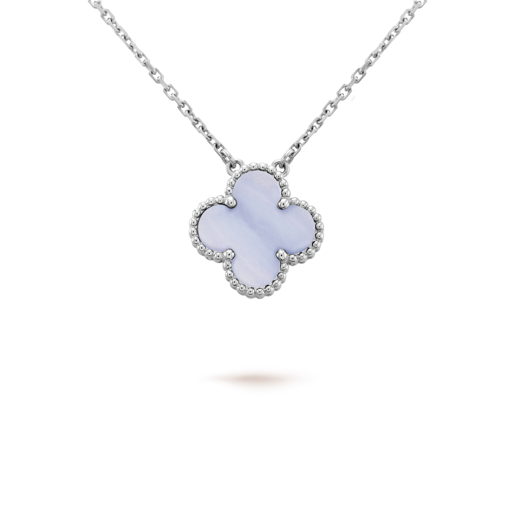 ¡®Moco¡¯CLOVER 15MM BLUE CHALCEDONY NECKLACE SILVER