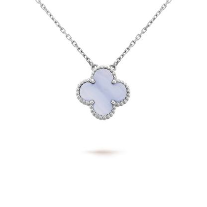 ¡®Moco¡¯CLOVER 15MM BLUE CHALCEDONY NECKLACE SILVER