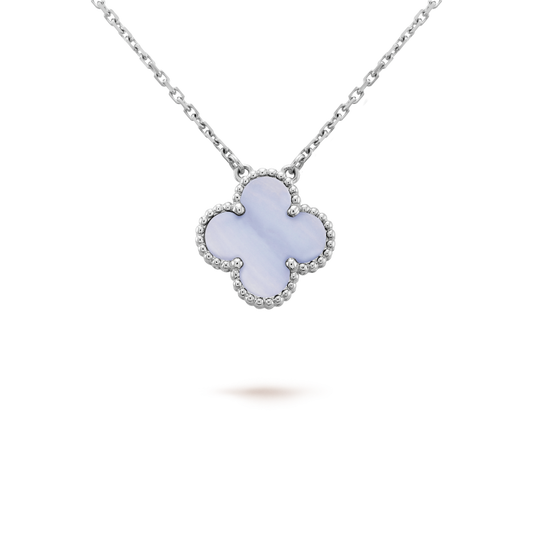 ¡®Moco¡¯CLOVER 15MM BLUE CHALCEDONY NECKLACE SILVER