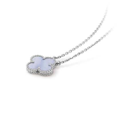 ¡®Moco¡¯CLOVER 15MM BLUE CHALCEDONY NECKLACE SILVER