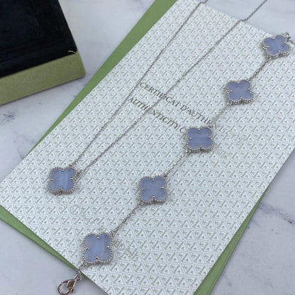 [Moco]New  CLOVER 5 MOTIF PURPLE CHALCEDONY BRACELET COLLECTION