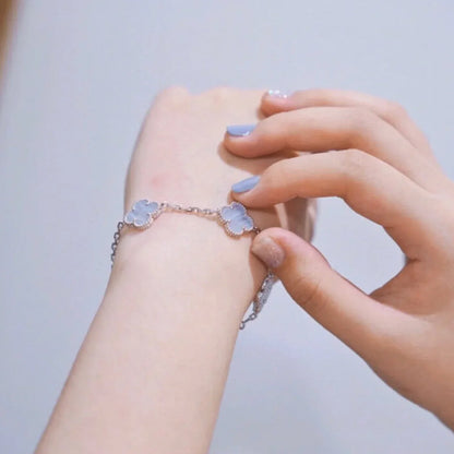 [Moco]New  CLOVER 5 MOTIF PURPLE CHALCEDONY BRACELET COLLECTION