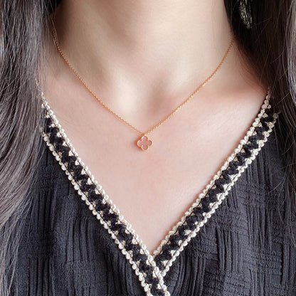 ¡®Moco¡¯CLOVER 15MM PINK MOTHER-OF-PEARL SINGLE FLOWER NECKLACE