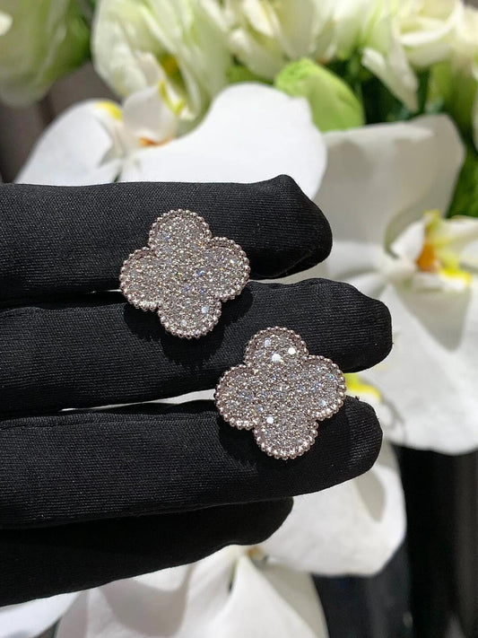 [Moco] CLOVER 20MM MOTIFS DIAMOND STUD EARRINGS SILVER
