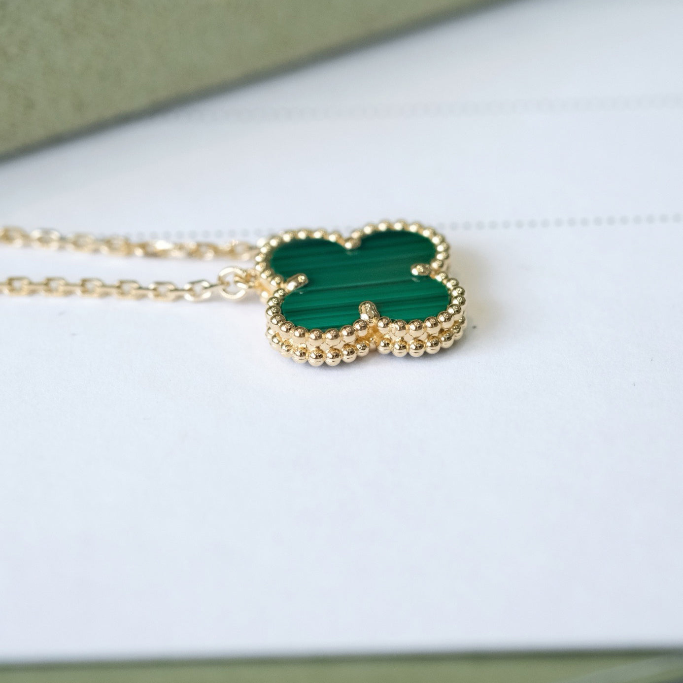¡®Moco¡¯CLOVER 15MM MALACHITE SINGLE FLOWER  NECKLACE