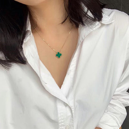 ¡®Moco¡¯CLOVER 15MM MALACHITE SINGLE FLOWER  NECKLACE
