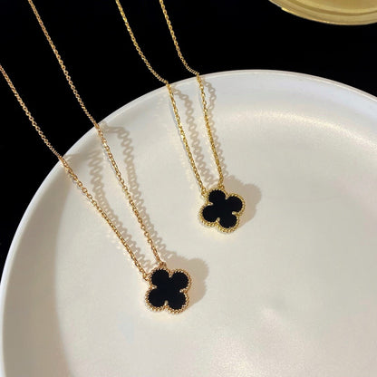 ¡®Moco¡¯CLOVER 15MM BLACK ONYX SINGLE FLOWER NECKLACE