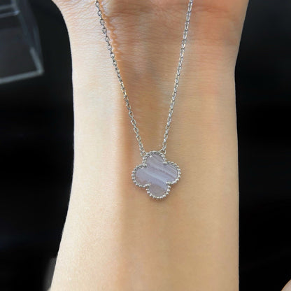 ¡®Moco¡¯CLOVER 15MM BLUE CHALCEDONY NECKLACE SILVER