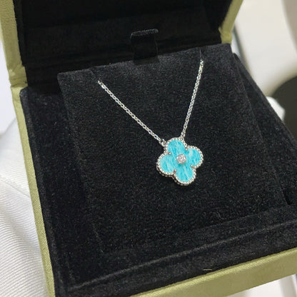 ¡®Moco¡¯CLOVER 15MM DIAMOND SVRES PORCELAIN  NECKLACE SILVER