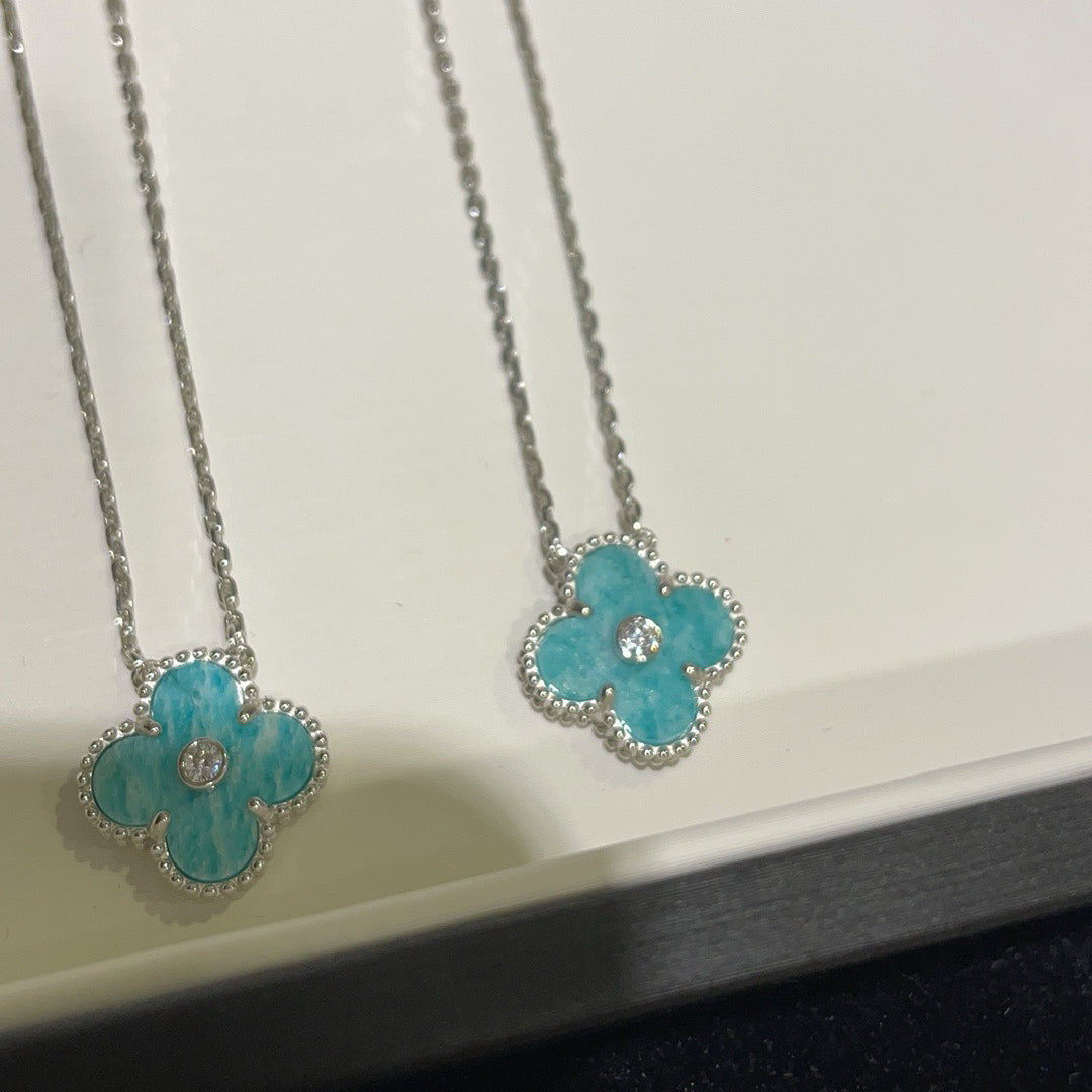 ¡®Moco¡¯CLOVER 15MM DIAMOND SVRES PORCELAIN  NECKLACE SILVER