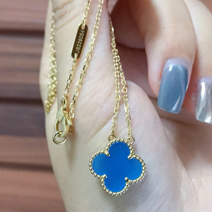 ¡®Moco¡¯CLOVER 15MM BLUE AGATE NECKLACE