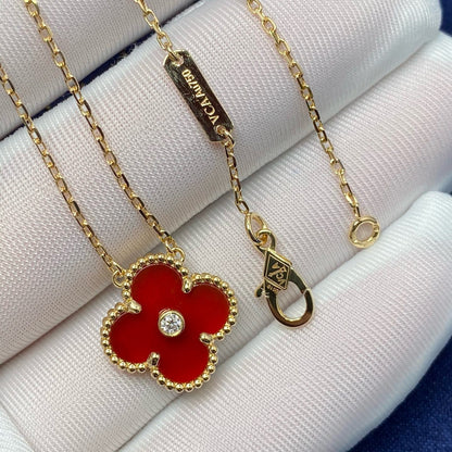 ¡®Moco¡¯CLOVER 15MM DIAMOND CARNELIAN NECKLACE