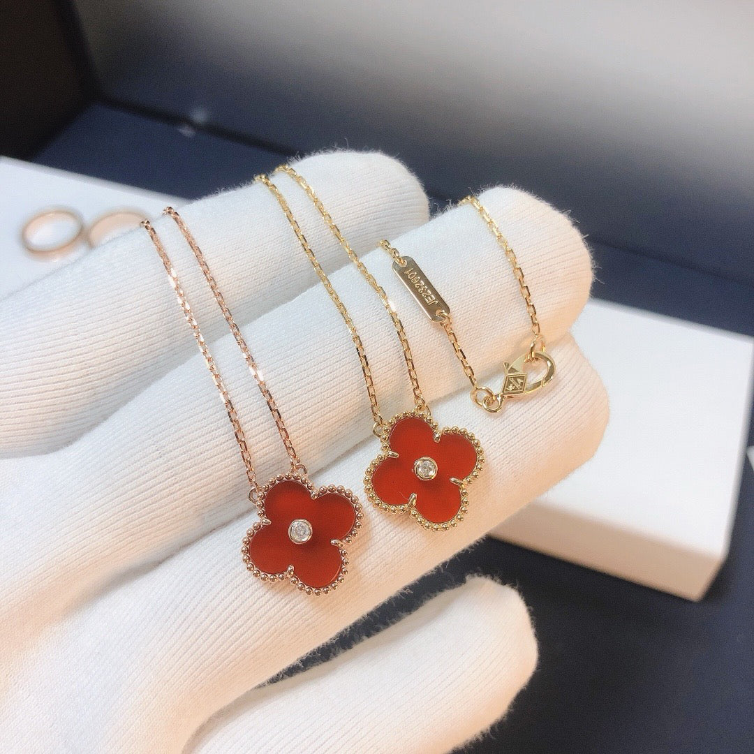 ¡®Moco¡¯CLOVER 15MM DIAMOND CARNELIAN NECKLACE