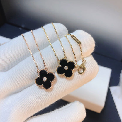 ¡®Moco¡¯CLOVER 15MM DIAMOND ONYX NECKLACE