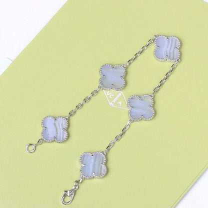 [Moco]New  CLOVER 5 MOTIF PURPLE CHALCEDONY BRACELET COLLECTION