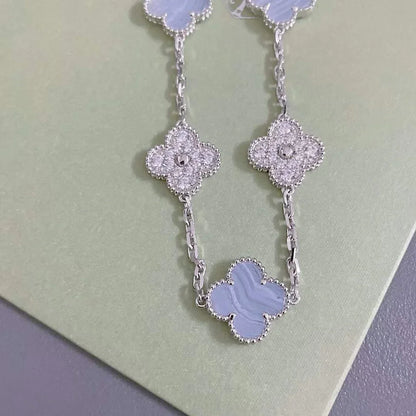 [Moco]New  CLOVER 5 MOTIF PURPLE CHALCEDONY BRACELET COLLECTION