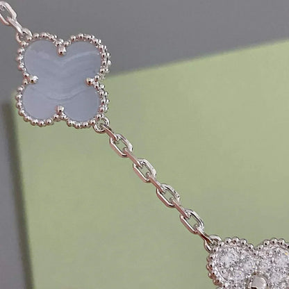 [Moco]New  CLOVER 5 MOTIF PURPLE CHALCEDONY BRACELET COLLECTION
