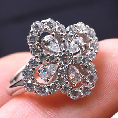¡®Moco¡¯LOOP RING FULL MOTIF DIAMOND 16MM SILVE
