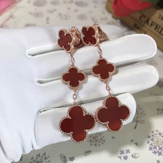 ¡®Moco¡¯CLOVER 3 MOTIF CARNELIAN DROP EARRINGS