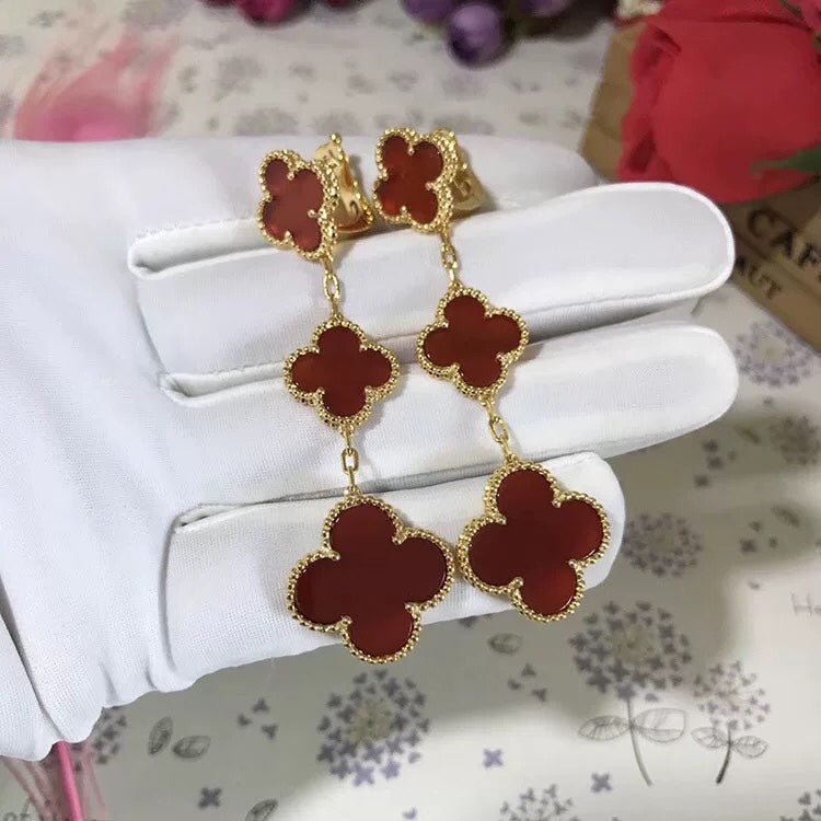 ¡®Moco¡¯CLOVER 3 MOTIF CARNELIAN DROP EARRINGS