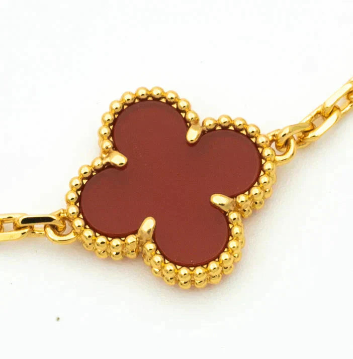 [Moco]New  CLOVER 5 MOTIF RED CORNELIAN BRACELET COLLECTION