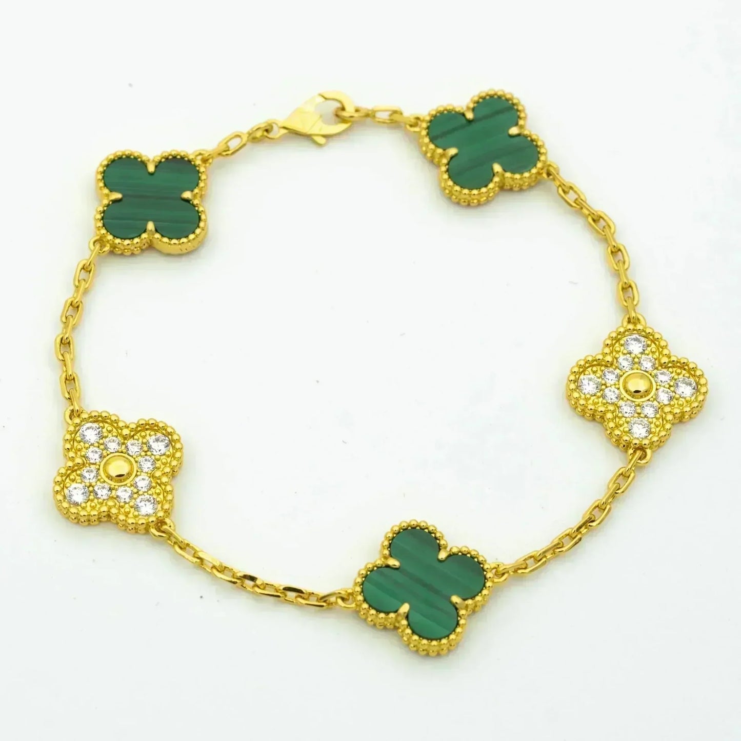 [Moco]New  CLOVER 5 MOTIF MALACHITE BRACELET COLLECTION