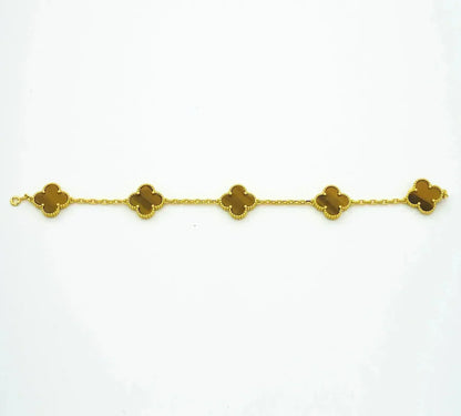 [Moco]New  CLOVER 5 MOTIFS TIGER EYE BRACELET COLLECTION