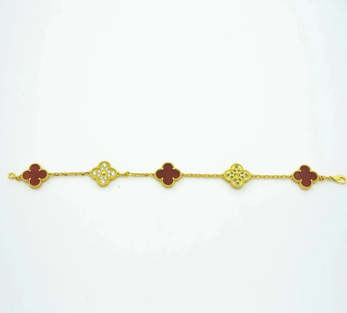 [Moco]New  CLOVER 5 MOTIF RED CORNELIAN BRACELET COLLECTION