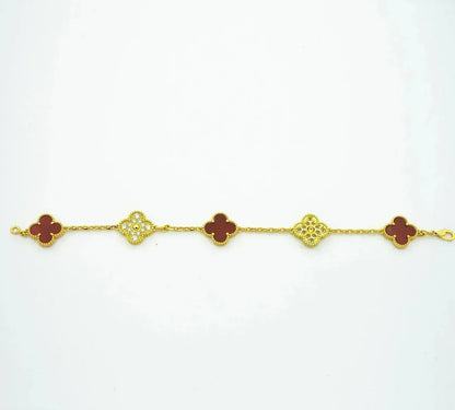 [Moco]New  CLOVER 5 MOTIF RED CORNELIAN BRACELET COLLECTION