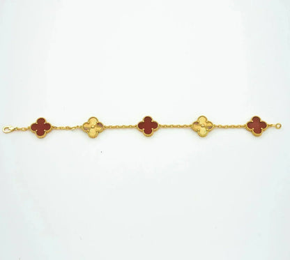 [Moco]New  CLOVER 5 MOTIF RED CORNELIAN BRACELET COLLECTION