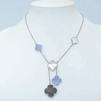 ¡®Moco¡¯CLOVER MOP CHALCEDONY NECKLACE SILVER 6 MOTIF
