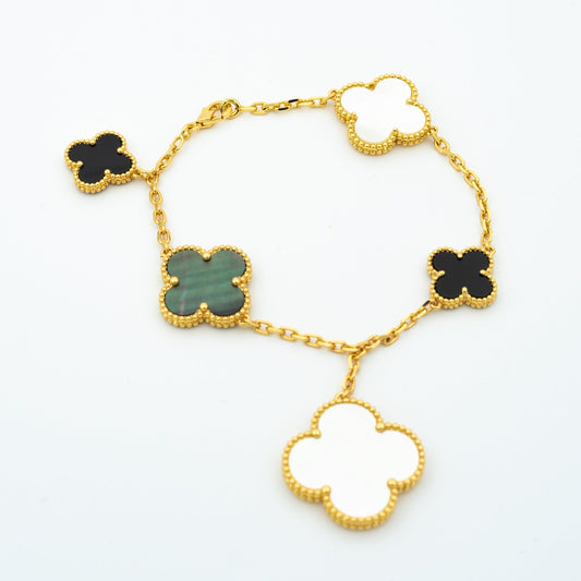 ¡®Moco¡¯CLOVER BRACELET 5 MOTIFS ONYX MOP