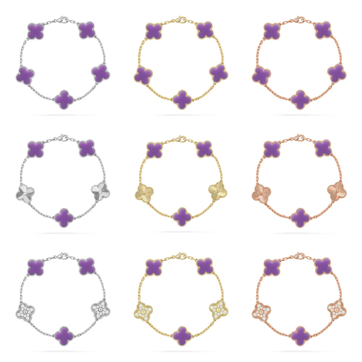 [Moco]New CLOVER 5 MOTIF LIGHT PURPLE BRACELET COLLECTION